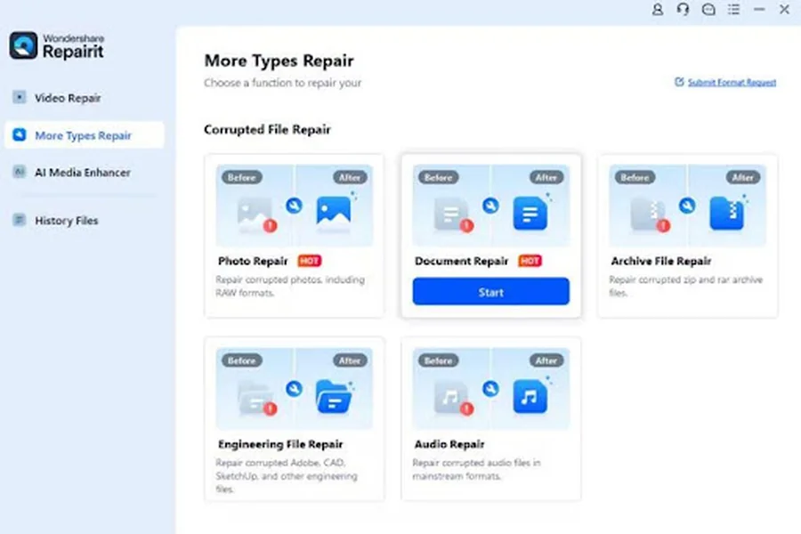 access document repair tool in repairit
